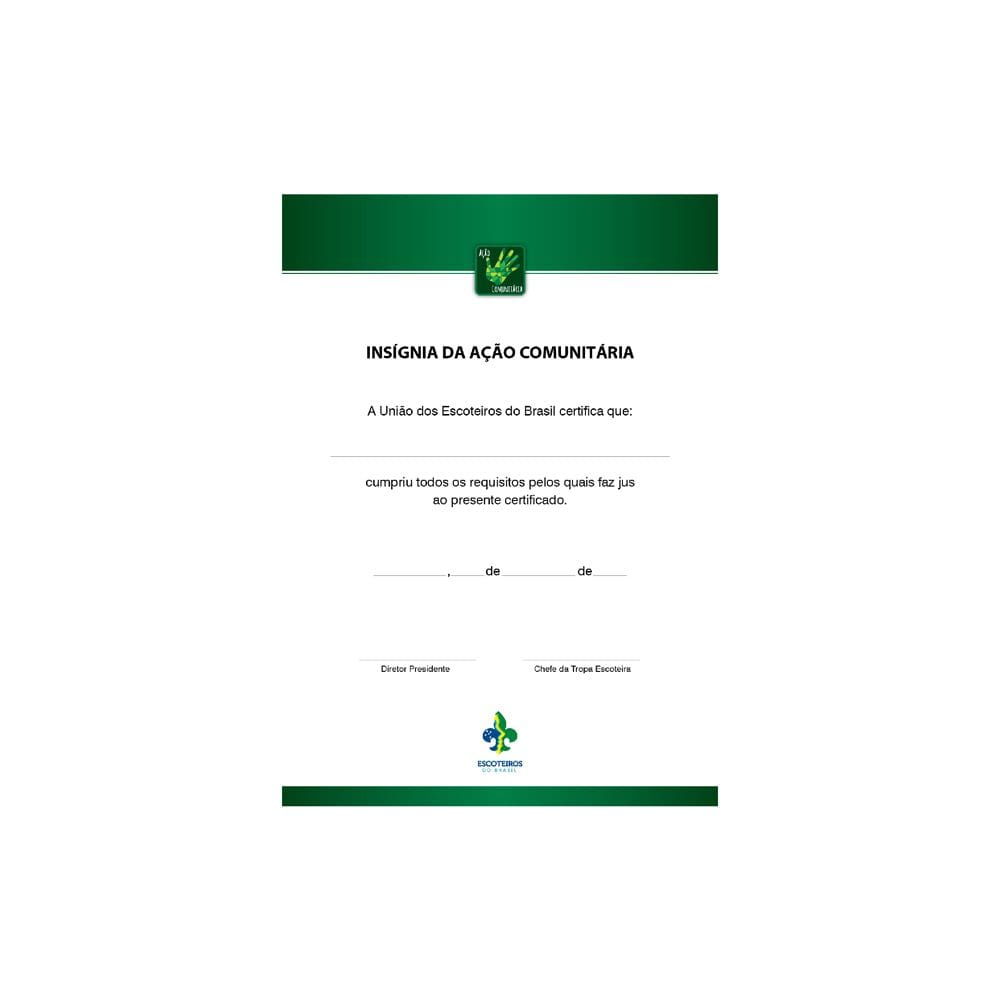 Certificado de Insígnia da Ação Comunitária