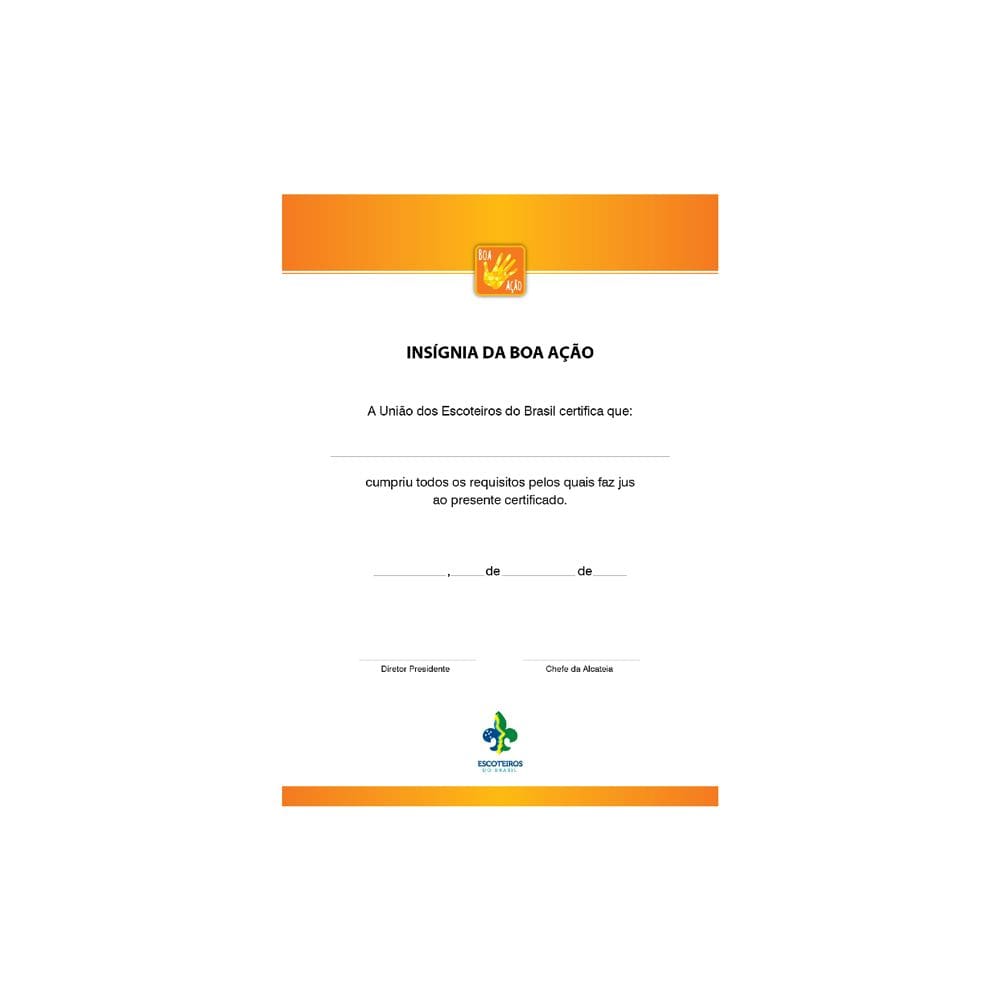 Certificado de Insígnia da Boa Ação