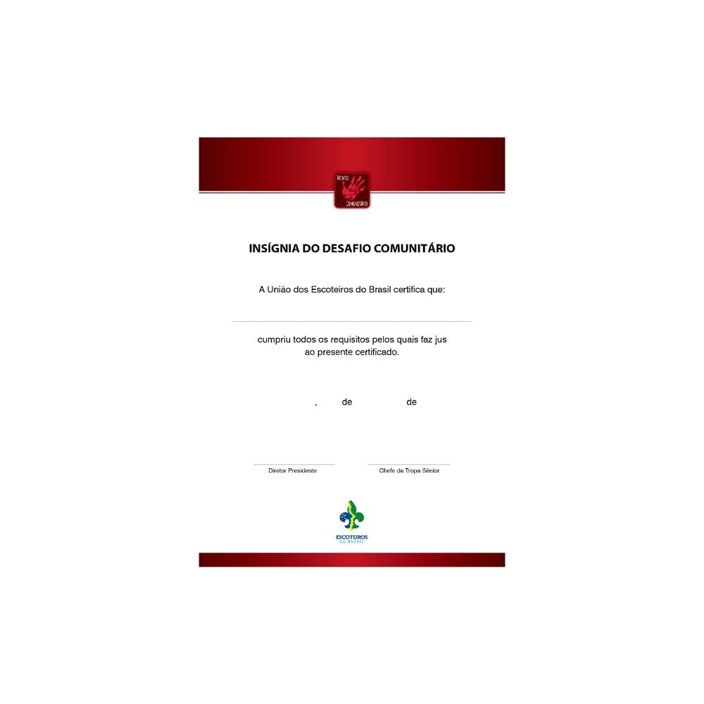 Certificado de Insígnia do Desafio Comunitário